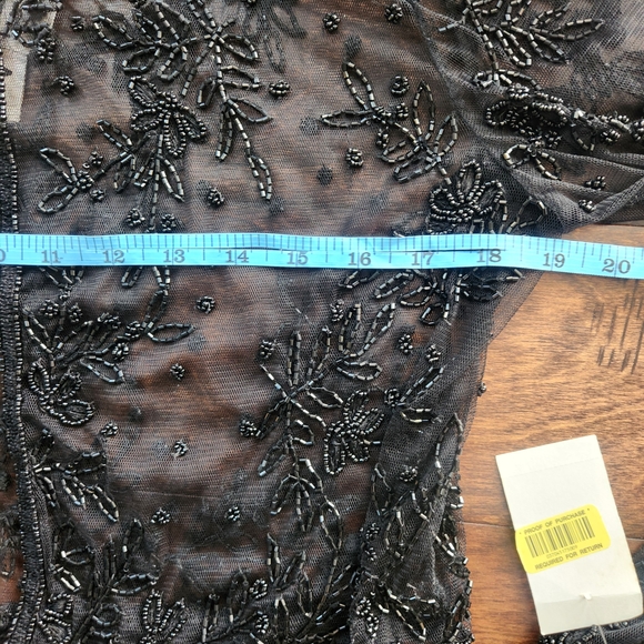 SCALA NWT Vintage Sheer Black Beaded Long Sleeve Evening Jacket / Bolero Sz: L - Picture 5 of 8
